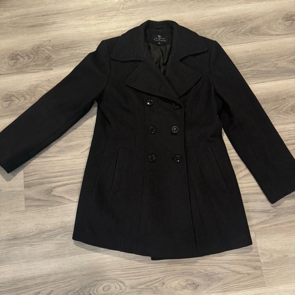 GC Collection by Gallery Large Black Double Breasted Wool Blend Peacoat - Picture 1 of 6